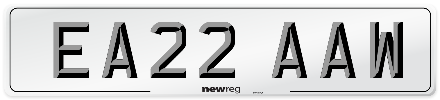 EA22 AAW Number Plate from New Reg